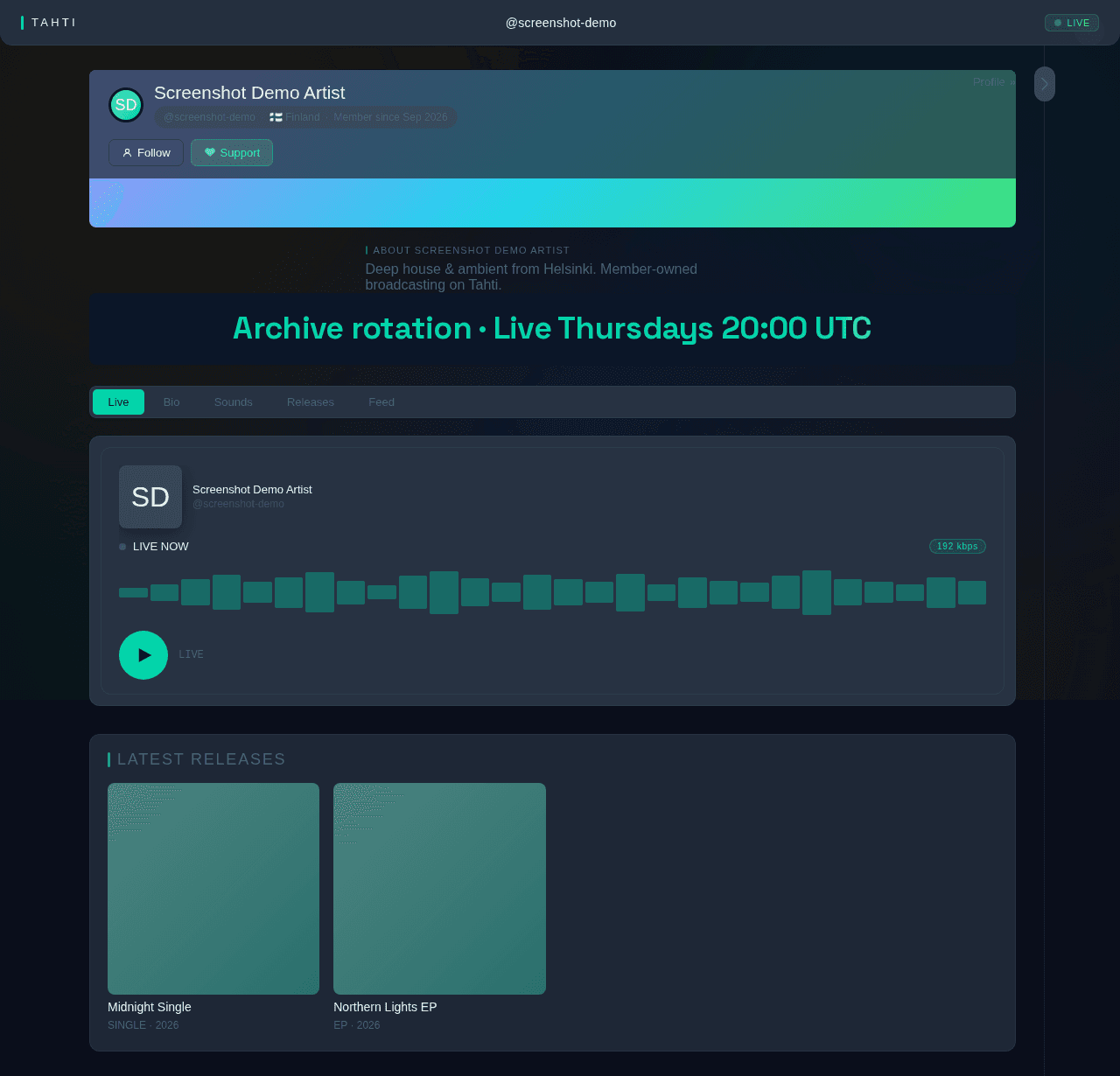 Channel page — live broadcast view